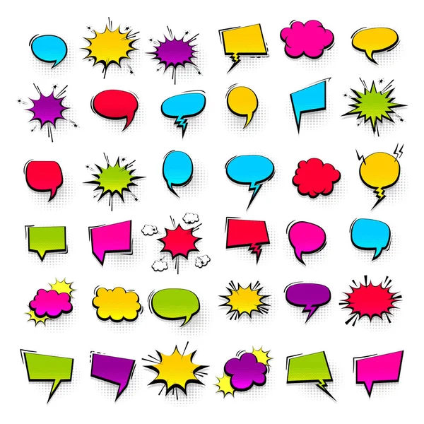 Büyük set el çekilmiş etkileri komik konuşma balonları — Stok Vektör