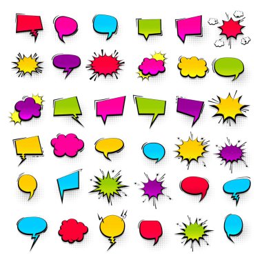 Büyük set el çekilmiş etkileri komik konuşma balonları