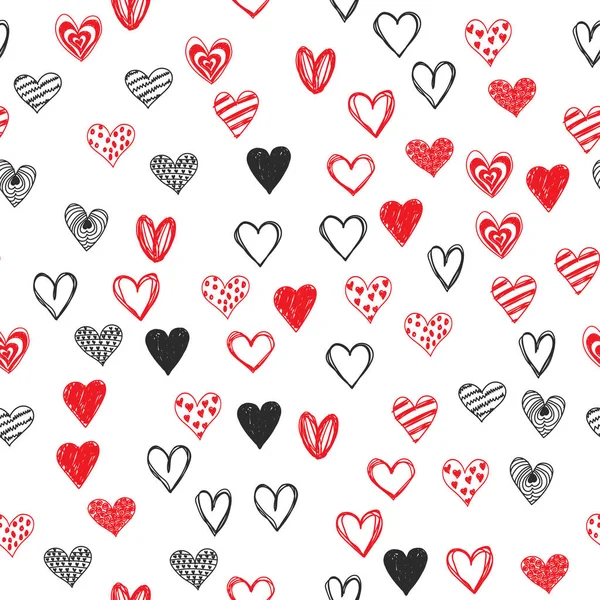 Doodle amour coeur Saint-Valentin sans couture — Image vectorielle