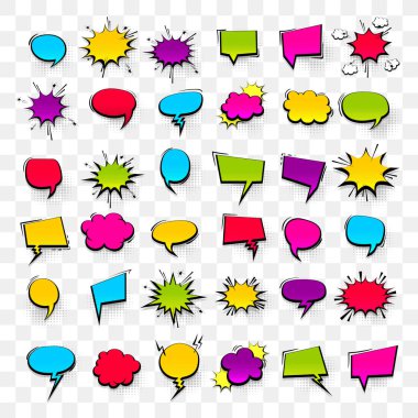 Büyük set el çekilmiş etkileri komik konuşma balonları