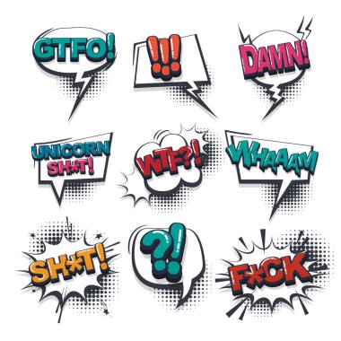 Komik metin koleksiyonu ses efektleri pop sanat tarzı