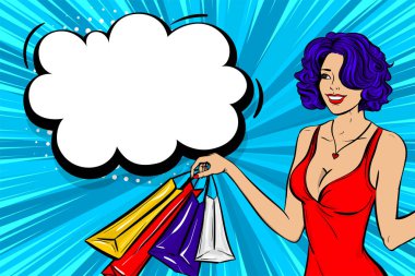 Pop art kadın retro kız mutlu yüz