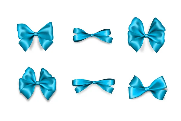 Holiday satin gift bow knot ribbon man blue — Stock Vector