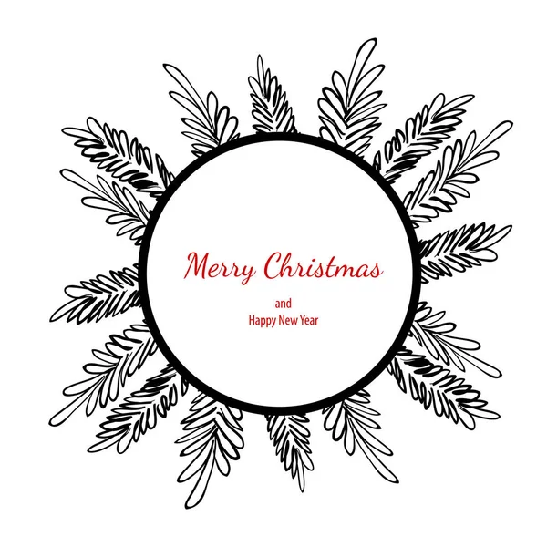 Feliz Navidad doodle tarjeta simple marco regalo — Vector de stock