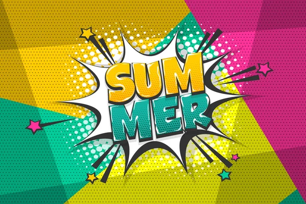 Summer comic text speech bubble pop art — Stock Vector