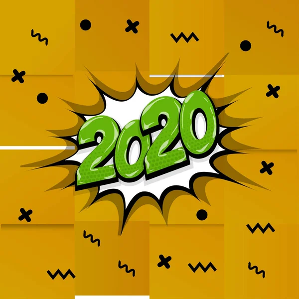 2020 plantilla de calendario de texto cómico pop art — Vector de stock