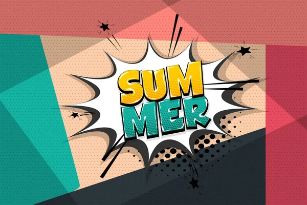 Summer comic text speech bubble pop art — Stock Vector