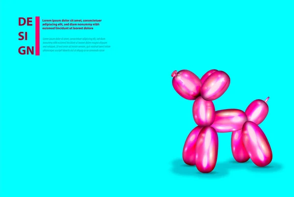 Chien ballon à air. Jouet en caoutchouc mignon réaliste 3d . — Image vectorielle