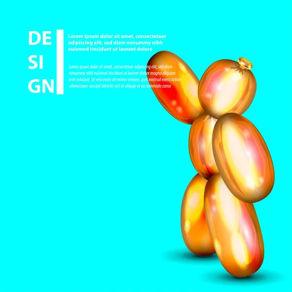 Ballon d'air homme doré personnage 3d réaliste — Image vectorielle