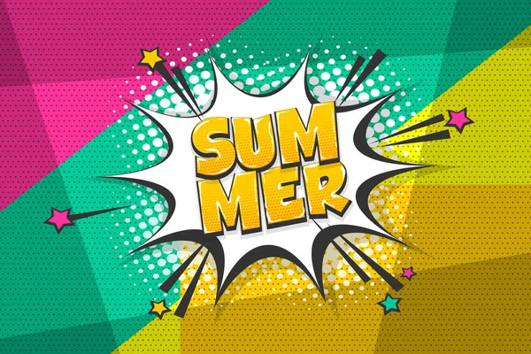 Summer comic text speech bubble pop art — Stock Vector