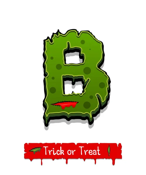 Halloween green color comic horror zombie font — Stock Vector