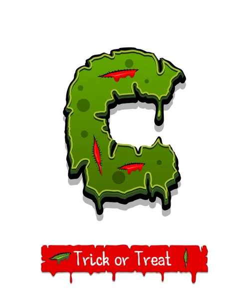 Halloween green color comic horror zombie font — Stock Vector