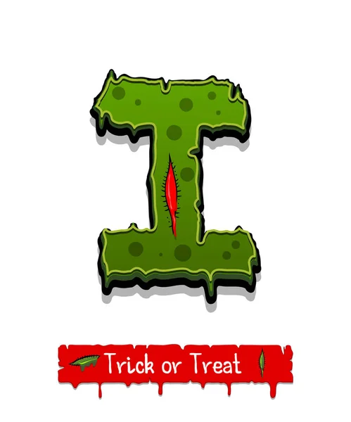 Halloween zöld színű képregény horror zombi font — Stock Vector