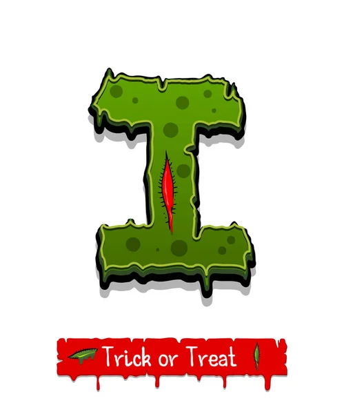 Halloween groene kleur komische horror Zombie lettertype — Stockvector