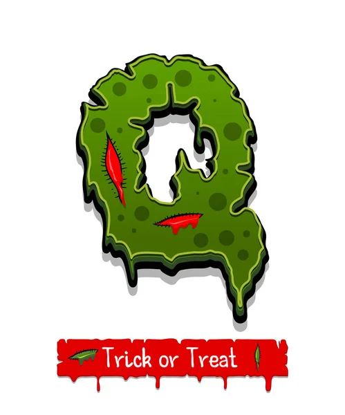 Halloween green color comic horror zombie font — Stock Vector