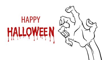 Çizgi film, zombi el ilanı tasarımı.