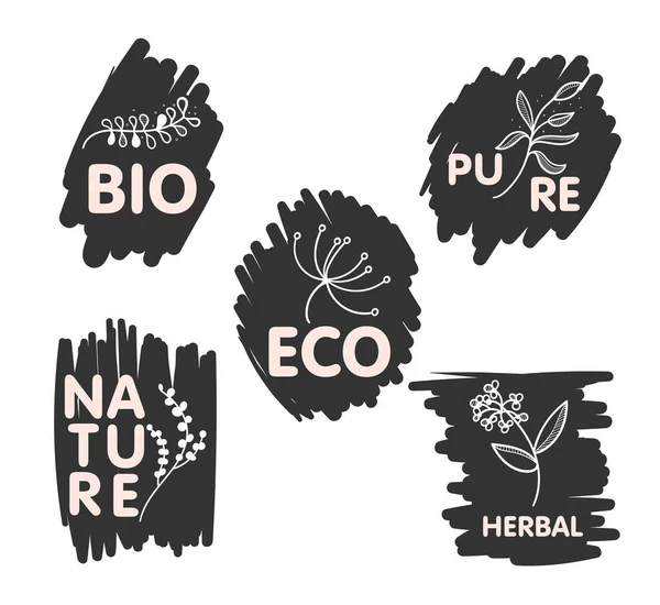 Vecteur de dessin de contour de logo botanique en ensemble — Image vectorielle
