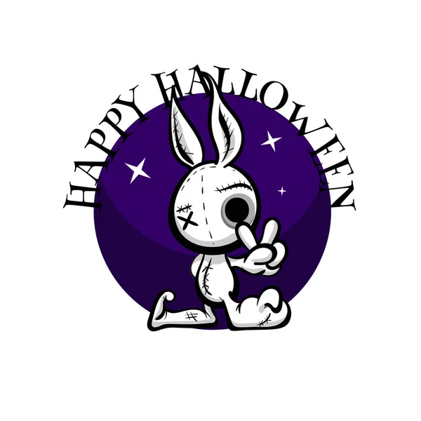 Cute evil rabbit halloween woodoo sewing toy — Stock Vector