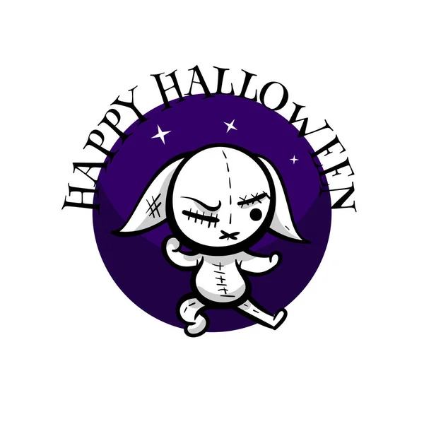 Cute evil rabbit halloween woodoo sewing toy — Stock Vector