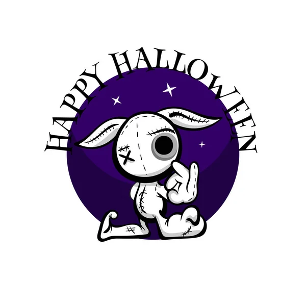 Cute evil rabbit halloween woodoo sewing toy — Stock Vector