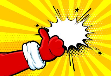 Santa Clous eldiven içinde pop sanatı eski tarz.