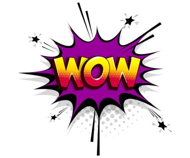 Comic text WOW konuşma balonu pop sanat tarzı