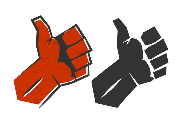 Červený pozitivní palec nahoru gesto symbol úspěchu — Stockový vektor