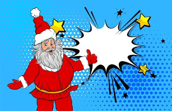 Zabawny stary Santa pop sztuka styl pokazać miejsce tekst — Wektor stockowy