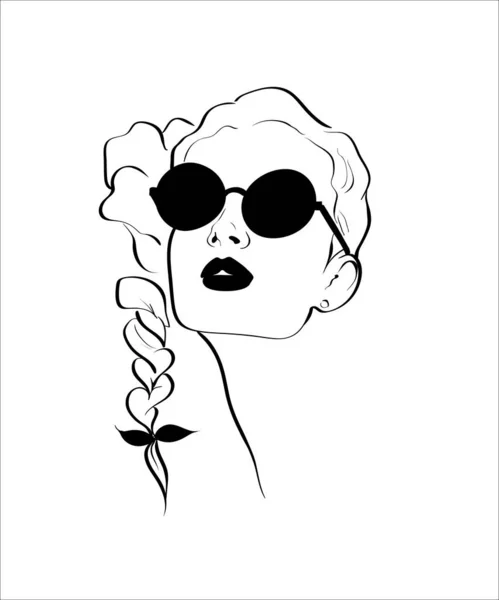 Moda disegno monocromatico schizzo donna in stile pop art — Vettoriale Stock