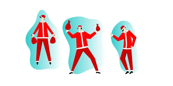 Papai Noel em traje vermelho vetor dança feliz — Vetor de Stock