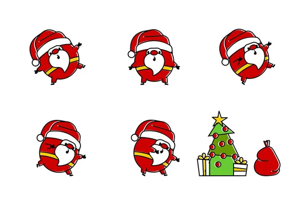 Logo plat du Père Noël dans le style line art — Image vectorielle