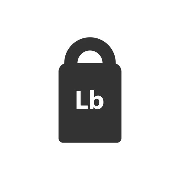 Lb, Lbs peso masa negro simple icono plano — Vector de stock