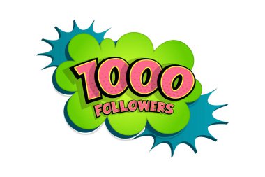 3D komik metin konuşma balonu 1000 takipçi