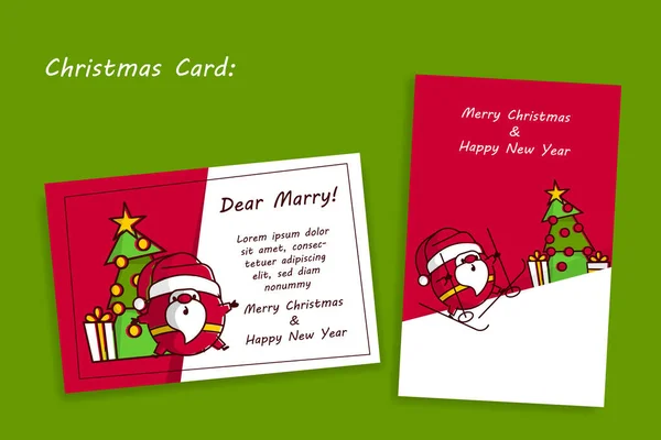 Desenhos animados esboço Papai Noel post card mockup —  Vetores de Stock