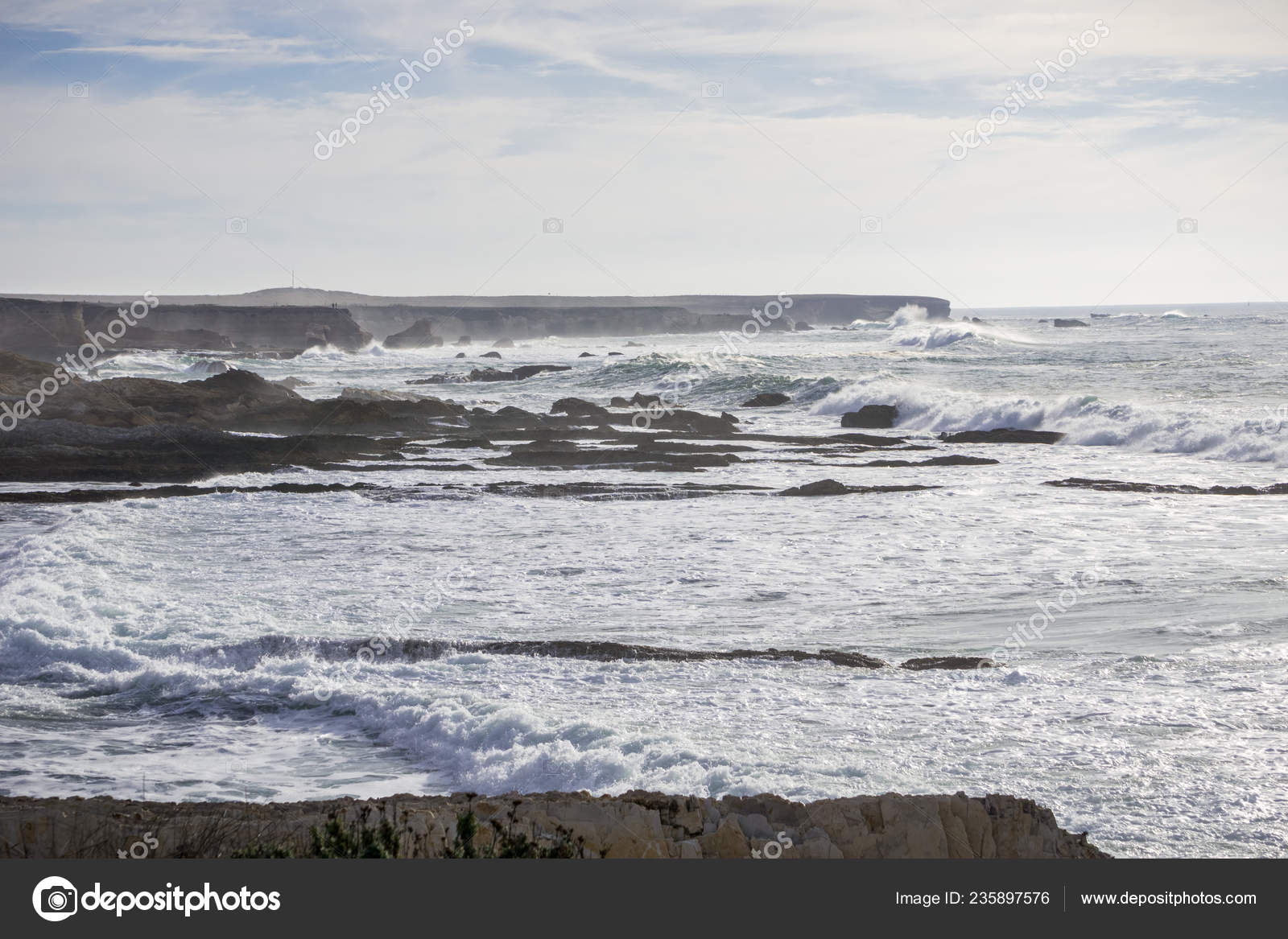 Dangerous Surf Crushing Rugged Cliffs Montana Oro State Park Dangerous Surf Crushing Rugged Cliffs Montana Oro State Park