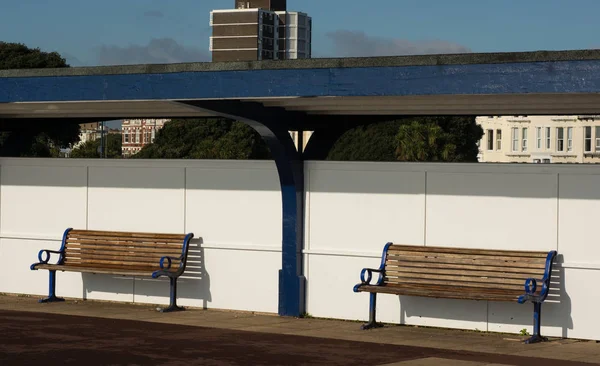 Lavičky Nábřeží Promenade Southsea Portsmouthu Hampshire Anglie — Stock fotografie