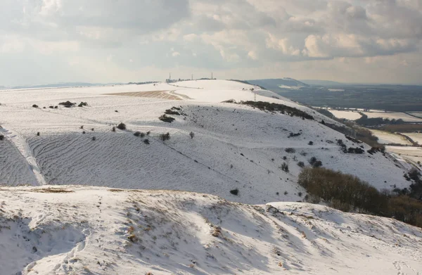 Der Süden Ist Schneebedeckt Blick Nach Westen Vom Teufelsdeich Der — Stockfoto