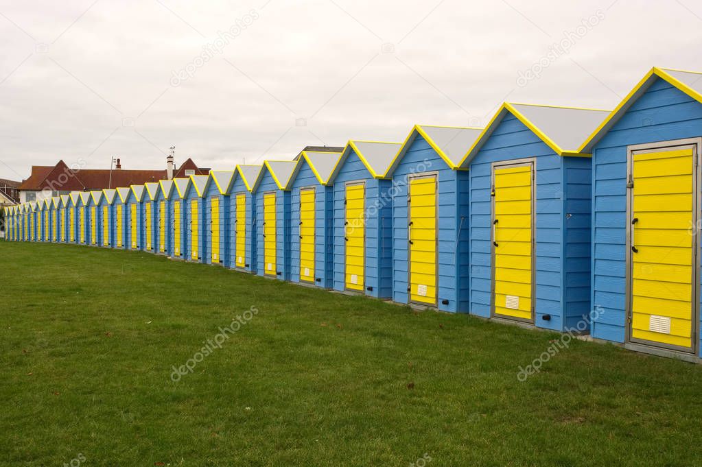 Beach huts at Bognor Regis, Sussex, England