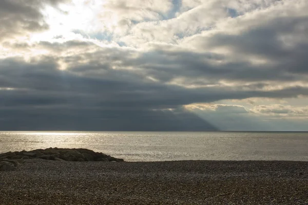 Shingle Beach Rottingdean Vicino Brighton East Sussex Inghilterra Con Cielo — Foto Stock