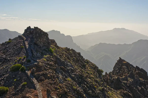 Cráter Del Volcán Roque Los Muchachos Palma Islas Canarias Vista — Foto de Stock