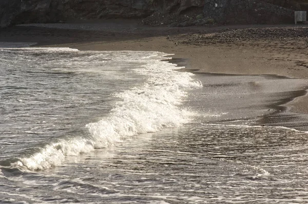 Stranden Med Svart Vulkanisk Sand Los Cancajos Nära Santa Cruz — Stockfoto