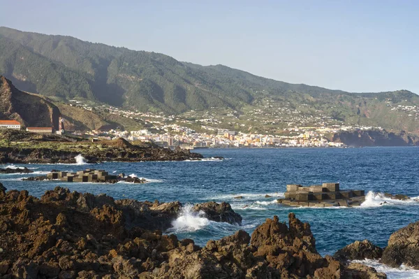 Atlantické Pobřeží Santa Cruz Pozadí Palma Kanárské Ostrovy — Stock fotografie