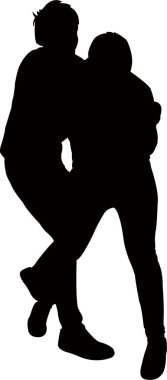 Dövüş, iki erkek siluet vektör