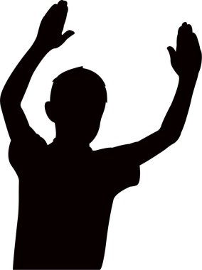 bir çocuk elinizi kaldırın, siluet vektör