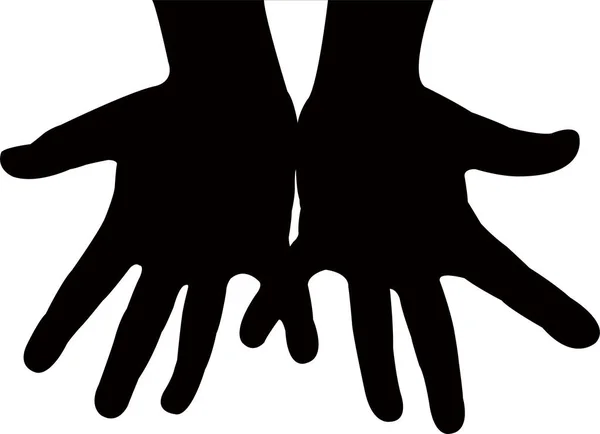 Pair Hands Black Color Silhouette Vector — Stock Vector