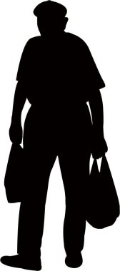 yürüyüş ve cepler, siluet vektör taşıyan ihtiyar