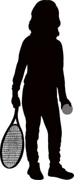 Kid Playing Tennis Silhouette Vector — Stock Vector