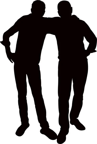 Two Men Together Silhouette Vector — Stock Vector