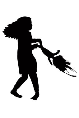 kız bebek, siluet vektör oynamaktan