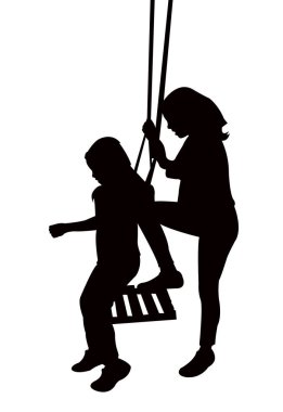 iki kız sallanan siluet vektör